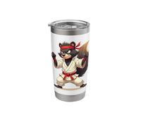 Combative Skunk Wearing a GI in Fight Pose 1 - Fan Fun Stainless Steel Insulated Tumbler