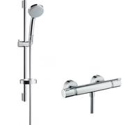 hansgrohe Croma 100 - Exposed thermostatic shower mixer with Croma 100 4jet Vario hand shower chrome