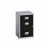 Combi Filing Unit Cabinet Lockable 3 Drawers A4 Silver and Black