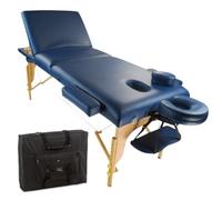 Combi Lite 3-in-1 Portable Massage Table Treatment Couch - Light Weight + Lifting Backrest + Face Cradle + Cushion + Side Arm Rests + Arm sling + Carry Case + Reiki Panels (8cm Thick Foam) (Navy)