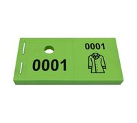 CombiCraft Coat Check Tickets with Jacket icon Green, 1000 Tickets, Numbers with Luggage Loops, Perforated Numbers, Cloakroom Numbers for Restaurants and Hotels
