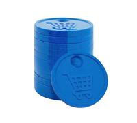 Combicraft plastic shopping cart, 50 cents format, blue shopping cart coin, packaging of 100 pieces, suitable mint for shopping carts, lockers, trolleys, swimming pool safe, toilet doors and more