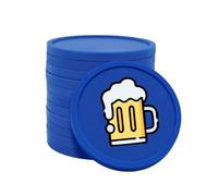 CombiCraft Plastic value tokens with beer mug print in dark blue, 100 pieces per pack, 29 mm diameter, ideal as payment method for events