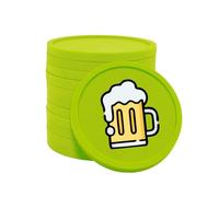 CombiCraft Plastic Value Tokens with Beer Mug Print in Lime Green - 100 Per Pack - 29mm Diameter - Ideal as Payment Methods for Events