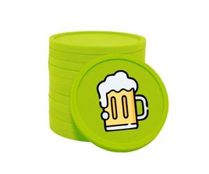 CombiCraft Plastic Value Tokens with Beer Mug Print in Lime Green - 100 Per Pack - 29mm Diameter - Ideal as Payment Methods for Events