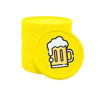 CombiCraft Plastic Value Tokens with Beer Mug Print in Neon Yellow - 100 Pieces per Pack - 29 mm Diameter - Ideal as Payment Methods for Events