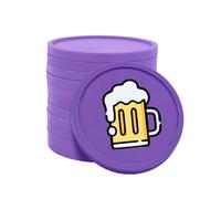 CombiCraft Plastic Value Tokens with Beer Mug Print in Purple - 100 Pieces per Pack - 29mm Diameter - Ideal as Payment Methods for Events