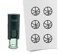 Combicraft Stamp Basketball 10mm Round - Black Ink - Internal refillable Stamp Cushion - Handy for Savings Cards, Bullet journals or Other Creative Projects