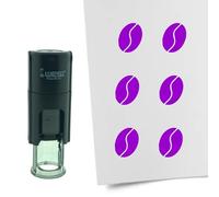 Combicraft Stamp Coffee Bean 10mm Round - Purple Ink - Internal refillable Stamp Cushion - Handy for Savings Cards, Bullet journals or Other Creative Projects