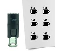 Combicraft Stamp Coffee Cup 10mm Round - Black Ink - Internal refillable Stamp Cushion - Handy for Savings Cards, Bullet journals or Other Creative Projects