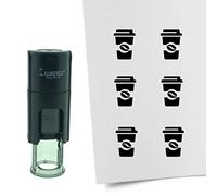Combicraft Stamp Coffee to -go 10mm Round - Black Ink - Internal refillable Stamp Cushion - Handy for Savings Cards, Bullet journals or Other Creative Projects
