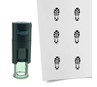 Combicraft Stamp Shoe Print 10mm Round - Black Ink - Internal refillable Stamp Cushion - Handy for Savings Cards, Bullet journals or Other Creative Projects