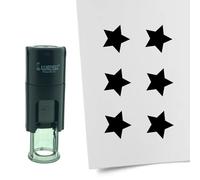 Combicraft Stamp Star 10mm Round - Black Ink - Internal refillable Stamp Cushion - Handy for Savings Cards, Bullet journals or Other Creative Projects