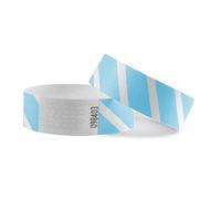 CombiCraft Striped Blank Tyvek Wristbands Blue, Packaging of 1000 Pieces, Powerful Adhesive Strip with Safety Seams, Ideal for Age Control and Access Control at Events