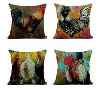 (Combination 10) Set Of 4 Linen Throw Pillow Covers 18x18 Inch Autumn Rabbit Deer Fox Squirrel Animals Home Decor Pillowcase Square Cushion Covers For Sofa Bed Couch