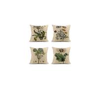 (Combination 31) Set Of 4 Linen Throw Pillow Covers 18x18 Inch Autumn Rabbit Deer Fox Squirrel Animals Home Decor Pillowcase Square Cushion Covers For Sofa Bed Couch
