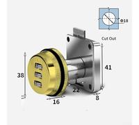 Combination Cam Lock, 3 Digit Code Zinc Alloy Cabinet Lock Keyless with Thickened Tongue for Drawer Mailbox Locker Furniture(Gold)