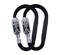Combination Carabiner Clips,V·RESOURCING® Resettable 3 Dial Digit Combination Lock Carabiner Keychain,for Suitcase Luggage Travel Baggage Backpack (D Shaped, Large Size, Black, 2 Pack)