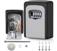 Combination Dial Key Safe Outdoor Wall Mounted Waterproof Key Lock Box with 4 Digit Resettable Code, Secure Metal Storage Cabinet for Home, Office, Airbnb, Caregivers, Cleaners, Holiday Lets