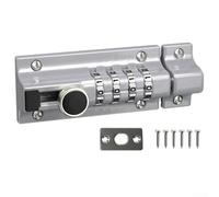 Combination door latch lock with waterproof and rustproof big bolt for outdoor use, includes anti theft screws and two angle installation options (Silver)