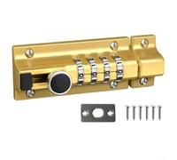 Combination door latch lock with waterproof and rustproof big bolt for outdoor use, includes anti theft screws and two angle installation options (Gold)