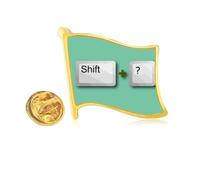 Combination Effect Shift Question Mark Golden Metal Flag Lapel Pin Badge