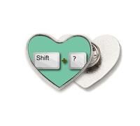Combination Effect Shift Question Mark Heart Metal Pin Brooch Clip Love