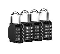 Combination Lock, 4 Digit Combination Padlock for School Gym Sports Locker, Fence, Toolbox, Case, Hasp Cabinet Storage (4 Pack, Black)