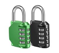 Combination Lock, 4 Digit Combination Padlock for School Gym Sports Locker, Fence, Toolbox, Case, Hasp Cabinet Storage (2 Pack, Green & Black)