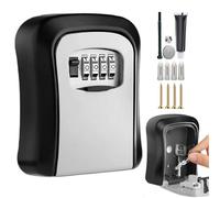 Combination Lock Box Wall Mounted | 4-Digit Combination Security Key Hider | Resettable Code Safe Lock Box for Home, Garage, Apartment Spare Key Storage
