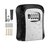 Combination Lock Box Wall Mounted - 4-Digit Combination Security Key Holder | Resettable Code Safe Lock Box For Indoor, Outdoor, Garage, Garden, Store