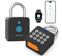 Combination Lock eLinkSmart Gym Locker Padlock with 9 Digit Push Button Password Fingerprint APP Unlock Keyless Biometric Security Metal Padlock for Gym and School Lockers Storage Tool Box