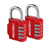 Combination Lock, FOBOZONE 4 Digit Outdoor Waterproof Resettable Code Padlock,for Gym Locker, Cabinet,Shed, Hasp,Gate, Tool Box,School Locker Lock (Red 2 Pack)