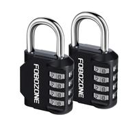 Combination Lock, FOBOZONE 4 Digit Outdoor Waterproof Resettable Code Padlock,for Gym Locker, Cabinet,Shed, Hasp,Gate, Tool Box,School Locker Lock (Black 2 Pack)