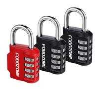 Combination Lock, FOBOZONE 4 Digit Outdoor Waterproof Resettable Code Padlock,for Gym Locker, Cabinet,Shed, Hasp,Gate, Tool Box,School Locker Lock (Black 2 & Red1)