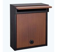 Combination Lock Mailboxes for Outside, Wall Mount Mailbox, Wood Texture Finish Galvanized Steel Drop Box, 30 * 13 * 37cm