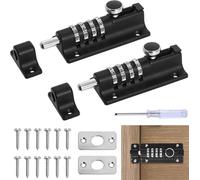 Combination Locking Bolt, 120mm Burglar Proof & Weatherproof Slide Latch Lock, 4 Digit Thicken Solid Zinc Alloy Gate Lock with Anti-Tamper Screws for Home, Garden, Gate, Childproofing, Black (2 Packs)
