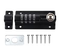 Combination Locking Bolt Coded Latch 4 Digit Anti Theft Metal Lock for Door Cabinet Garden Zinc Alloy Black Matt Finish with Locking Ring Washer and Screws
