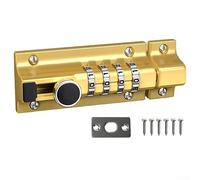 Combination Locking Bolt, Combination Latch Lock Zinc Alloy Door Bolt Waterproof Rustproof Outdoor Door with Anti-Theft Screws for Home Gate- Gold