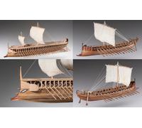 Combination of 2 ancient Greek boats-wooden assembly boxes -scale 1:72