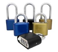 Combination Padlock Big 4 Digit Combination Lock Shackle Outdoor Waterproof Padlock for School Gym Locker Gate Hasp Storage Box Fence Case Door(Copper Long Beam)