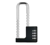Combination Padlock, Heavy Duty Adjustable Long Padlock for Outdoor | Padlock with Code Long Shackle 4 Digit Password Padlock Squire Waterproof for School, Gym Locker, Shed, Garage-Black