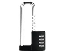 Combination Padlock Outdoor, Waterproof Heavy Duty Padlock with Code, Multifunctional Adjustable Long Padlock Reusable Easy to Use Black