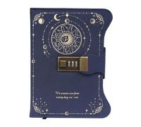 Combination PU Diary Notebook Hardcover Leather Journal with 360 Pages Ribbon Bookmarks for Students Women Men Antique Fashion Locked Writing Pad