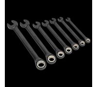 Combination Ratchet Spanner Set 7pc Black Series Metric