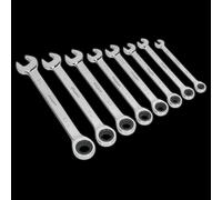 Sealey S0984 Imperial Combination Ratchet Spanner Set, Silver, 8 Pieces