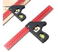 Combination Set Square,Carpenter Engineer Marking Gauge 45/90 Degrees with Bubble Level, Adjustable Carpenters Square Woodworking Rule, 12inch/300mm Measuring Tool