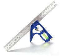 Combination Square 12", Combo Square with Zinc Alloy Body, Stainless Steel Double Sided Ruler with 0-300mm Graduations, 45 90 Degree Marking, Measuring Tool for Woodworking