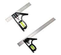 Combination Square 2Pcs Set Square Carpentry Metal Set 150/300mm Adjustable Combination Try Square Tool 45/90 Degree with Bubble Level Marking Needle Measuring Tool for Woodworking Engineer Carpenter