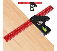 Combination Square - 300mm Set Squares Woodworking Tools, Accurate Metal Carpentry Square, 45° and 90° Angle Square Hand Marking Line Tool with Bubble Level, Adjustable Carpenters Square